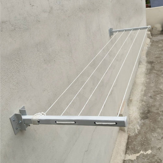 APPLICE Metal Wall Mounted Foldable Cloth Drying Stand for Balcony – Heavy Duty 5 Layer (40 Feet Rope) | Wall Mount Cloth Drying Stand | Clothes Drying Hanger Stand