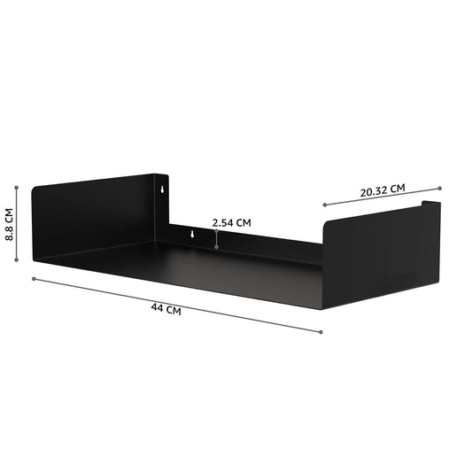APPLICE Heavy Duty Wall Mounted Metal Bookshelf | Set of 2 Floating U-Shape Wall Shelves for Home, Decor, Book, CD, DVD & Display | Black