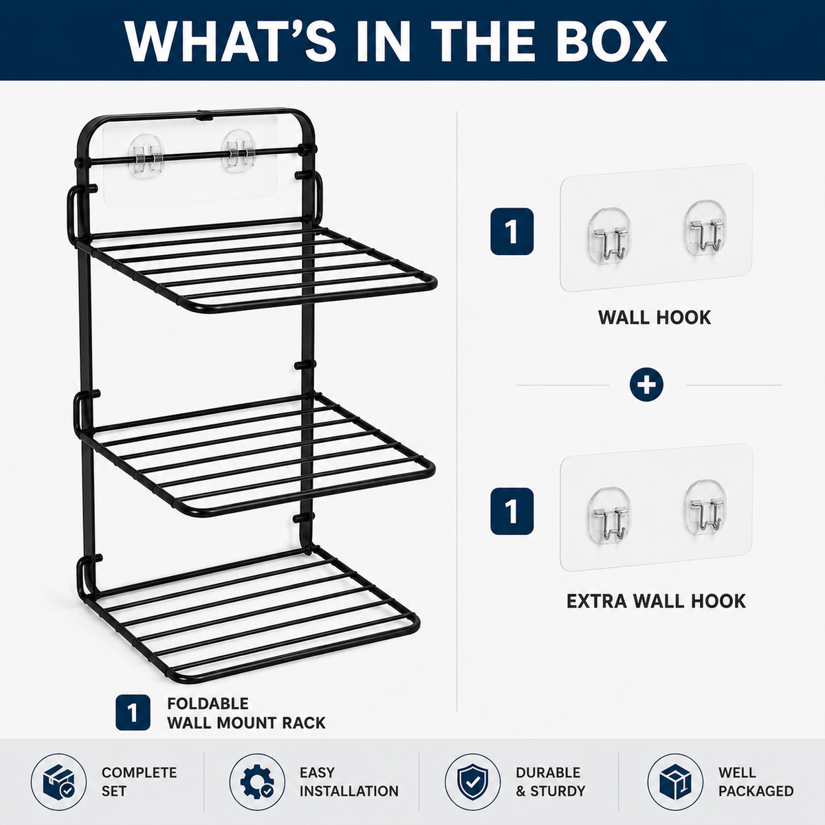 APPLICE Wall-Mounted Multifunctional Storage Rack | Space-Saving Organizer Shelf for Kitchen, Bathroom, Bedroom & Office | Storage for Toiletries, Spices, Cosmetics, Cleaning Supplies
