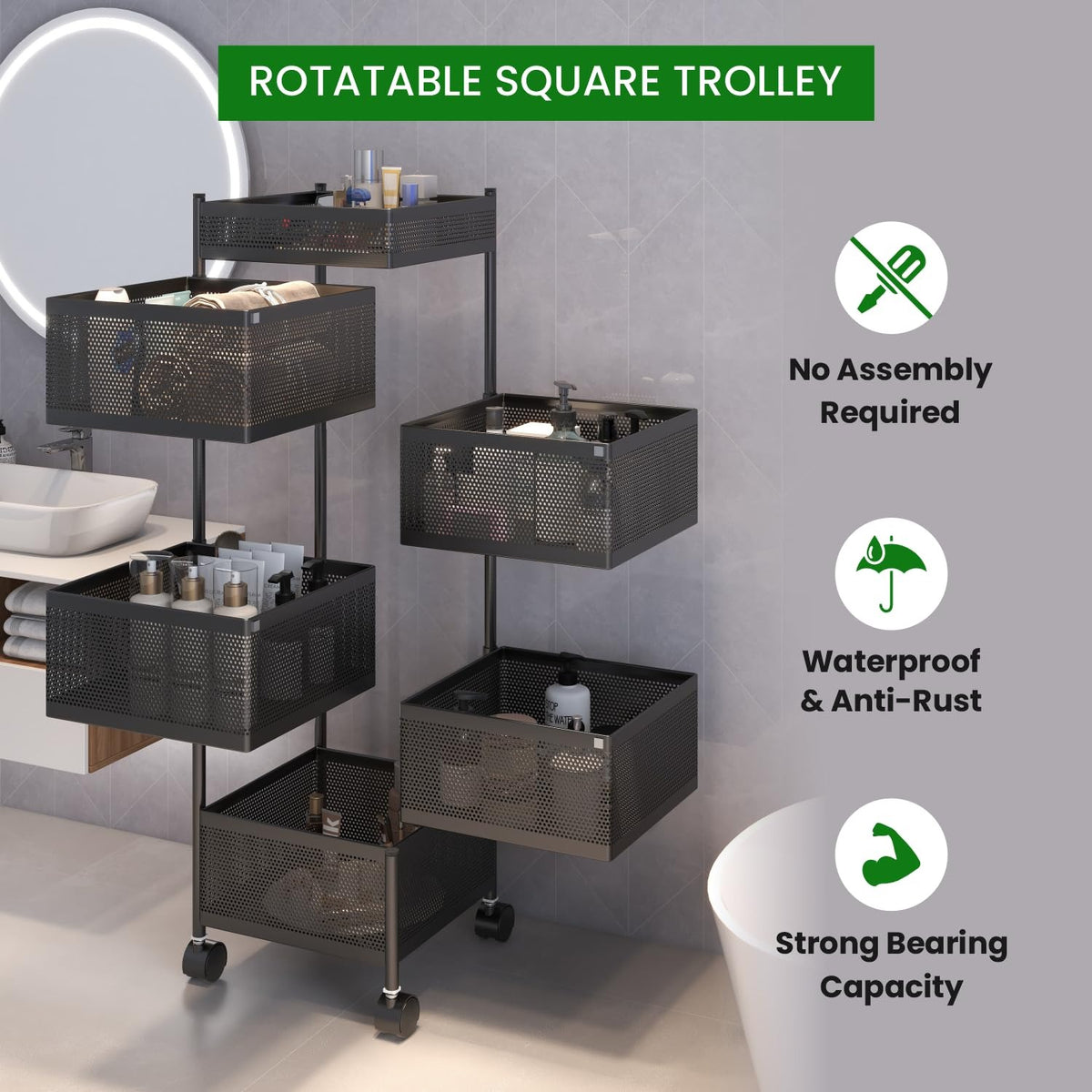 Rotating kitchen trolley for fruit and vegetable | Multipurpose kitchen basket ( 5 Layer)