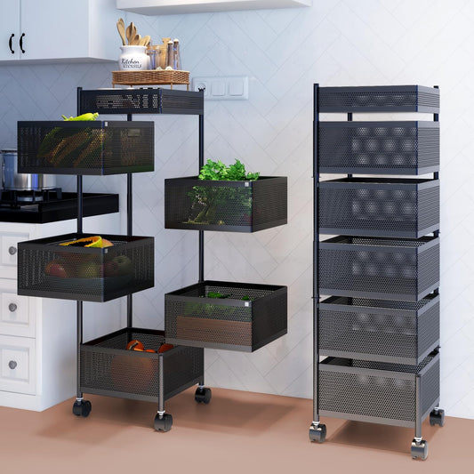 Rotating kitchen trolley for fruit and vegetable | Multipurpose kitchen basket ( 5 Layer)