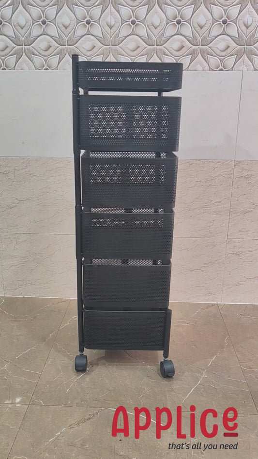 Rotating kitchen trolley for fruit and vegetable | Multipurpose kitchen basket ( 5 Layer)